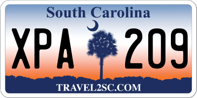 SC license plate XPA209