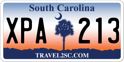 SC license plate XPA213