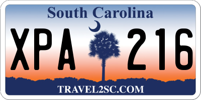 SC license plate XPA216