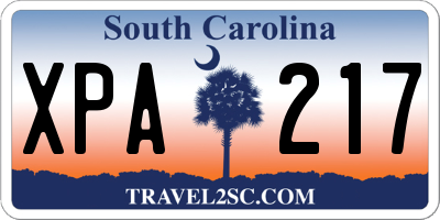 SC license plate XPA217