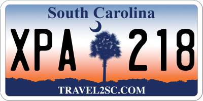 SC license plate XPA218
