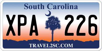 SC license plate XPA226