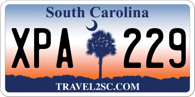 SC license plate XPA229