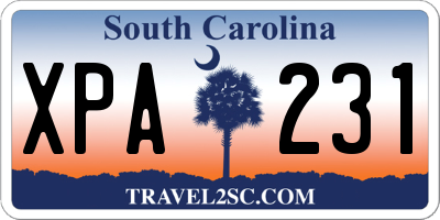 SC license plate XPA231
