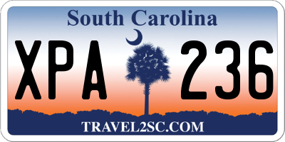 SC license plate XPA236