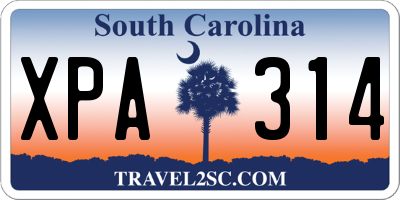 SC license plate XPA314