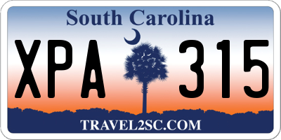 SC license plate XPA315