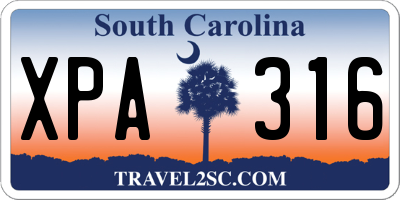SC license plate XPA316