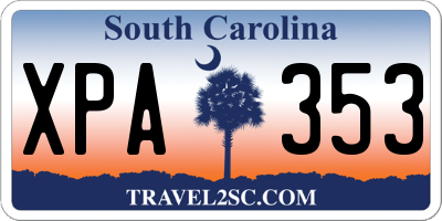 SC license plate XPA353