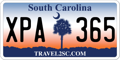 SC license plate XPA365