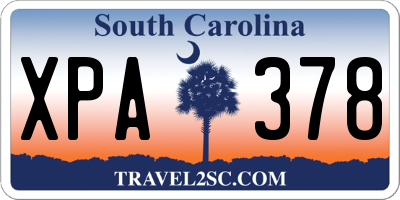 SC license plate XPA378