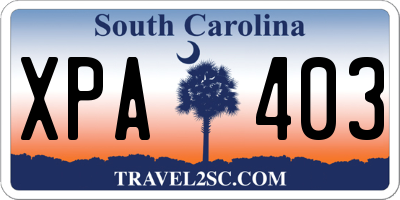 SC license plate XPA403