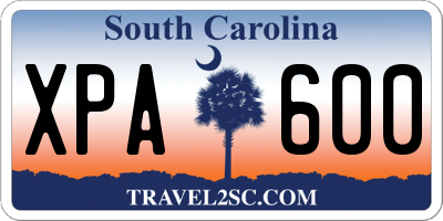SC license plate XPA600