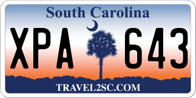 SC license plate XPA643