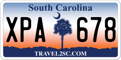 SC license plate XPA678