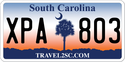 SC license plate XPA803