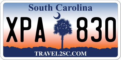 SC license plate XPA830