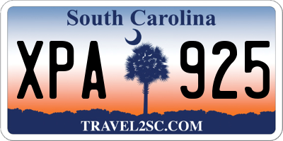 SC license plate XPA925