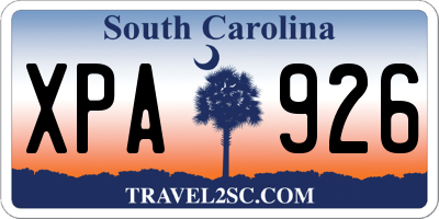 SC license plate XPA926