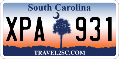 SC license plate XPA931
