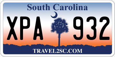SC license plate XPA932