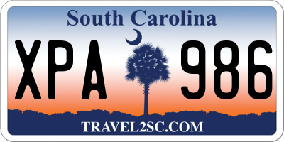 SC license plate XPA986