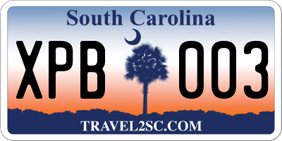SC license plate XPB003