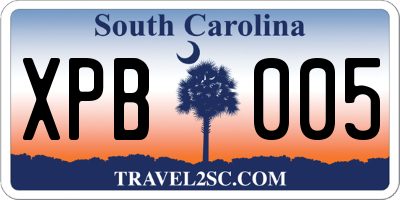 SC license plate XPB005