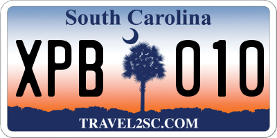 SC license plate XPB010