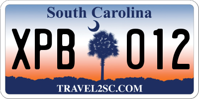 SC license plate XPB012