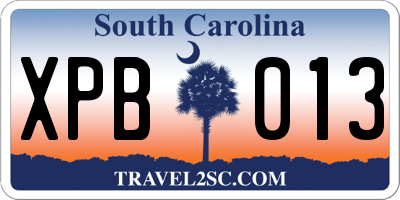 SC license plate XPB013