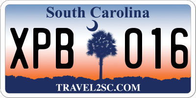 SC license plate XPB016
