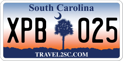 SC license plate XPB025