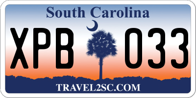 SC license plate XPB033