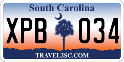 SC license plate XPB034