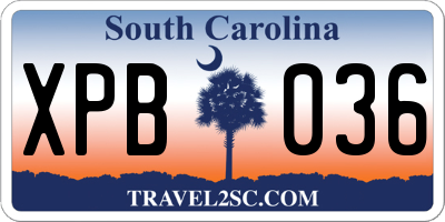 SC license plate XPB036