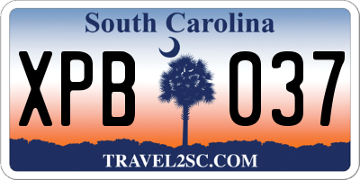 SC license plate XPB037