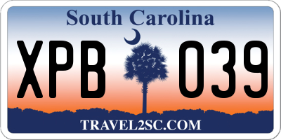 SC license plate XPB039