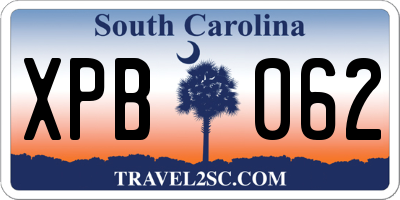 SC license plate XPB062