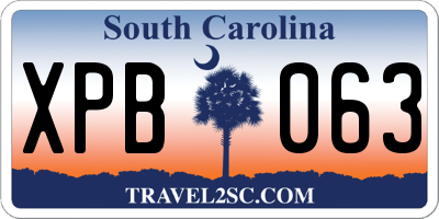 SC license plate XPB063
