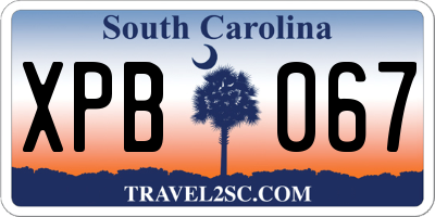 SC license plate XPB067