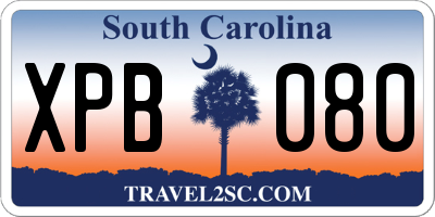 SC license plate XPB080
