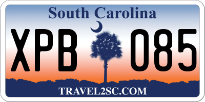 SC license plate XPB085