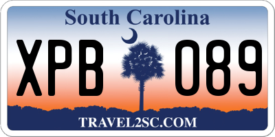 SC license plate XPB089
