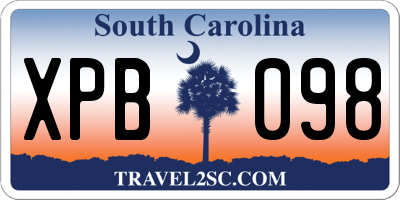 SC license plate XPB098