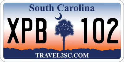 SC license plate XPB102