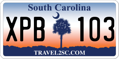SC license plate XPB103
