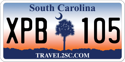 SC license plate XPB105