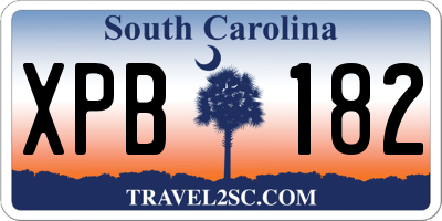 SC license plate XPB182