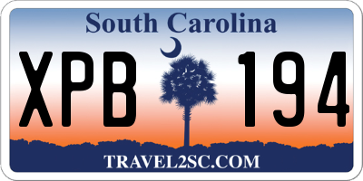 SC license plate XPB194